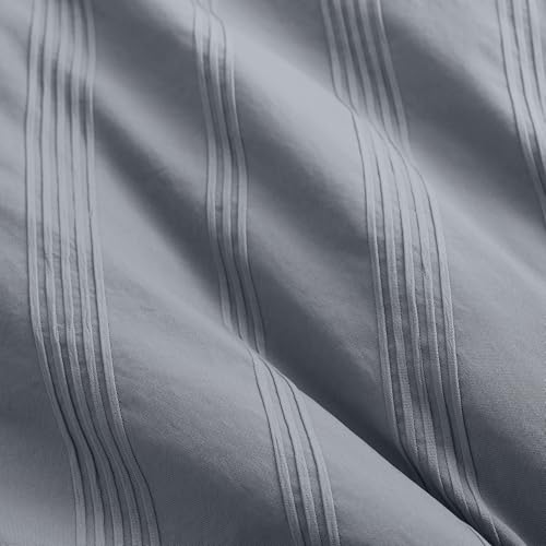 Madison Park Essentials Striped Duvet Cover Set Twin/Twin XL, Modern Minimalist Bedding Set with Premium Jacquard Stripe, 2 Pieces Duvet Cover Reversible with Zipper Closure & Corner Ties,Blue/Grey Madison Park Essentials