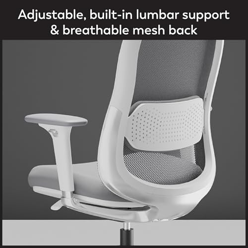 WorkPro® Uomo Ergonomic Mesh/Fabric Mid-Back Office Chair, White/Gray, BIFMA Compliant WorkPro