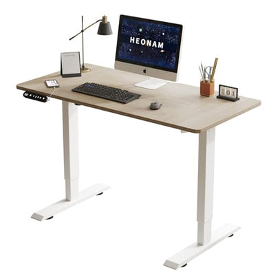 HEONAM 48 Inch Electric Standing Desk with USB Charging Port, Height Adjustable Sit Stand Desk with Memory Presets, Spacious Desktop and Sturdy Metal Frame for Home Office
