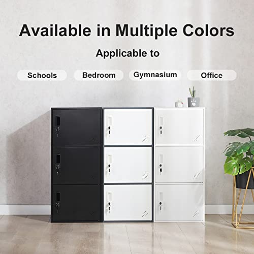 WISUNO 3 Door Vertical Stackable Storage Cabinet with Lock,Anti-Failing Device, Metal Lcoker,Organizer for Office, Home, Gym, School,Employee,Kids. (Grey) WISUNO