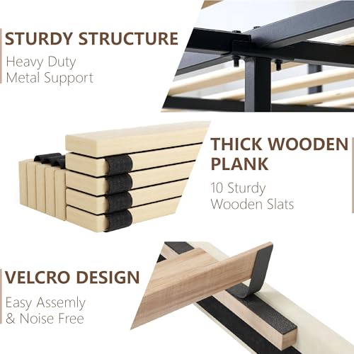 Queen Size Bed Frame with Vertical Chanel Tufted Headboard and Wingback, Upholstered Platform Bed, Strong Wooden Slats, Easy Assembly, Noise Free, No Box Spring Needed, Beige Velvet HAOARA