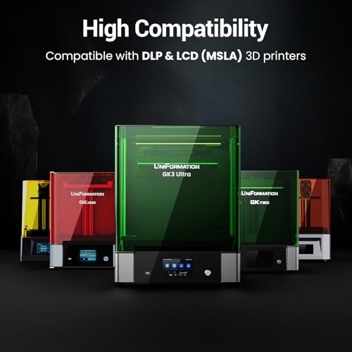 UNIFORMATION HD ABS Like Resin Hard Tough 3D Printer Resin Photopolymer UV Curing 3D Resin Liquid with High Precision Suit for SLA/LCD/DLP Printing Functional Mechanical Print HD Grey 1KG Uniformation