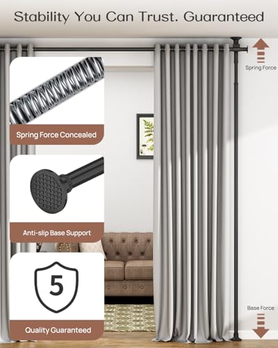 ALLZONE Partition Room Divider Curtain Rod, Adjustable Wall Divider for Room Separation, 63 to 130inch(H) & 31 to 135inch(W), No Drill, Three Mounting Options, Ideal for Creating Privacy Space, Black ALLZONE