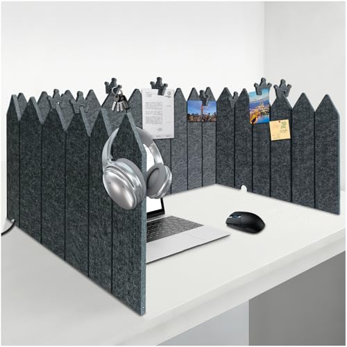 BXI Foldable Felt Desk Divider, 16.5 x 86 Inches Non-Tip Privacy Panel Partition, Versatile Cubicle Shield with Clips for Hanging Notes & Items, Acoustic Table Screen for Office Home Classroom BXI