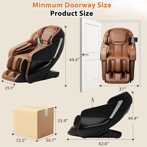 Shahoo Zero Gravity Full Body Massage Chair with SL-Track, AI Voice Control & Heating – Auto Body Scan, Air Compression Foot Massage, 8 Auto Programs Shahoo