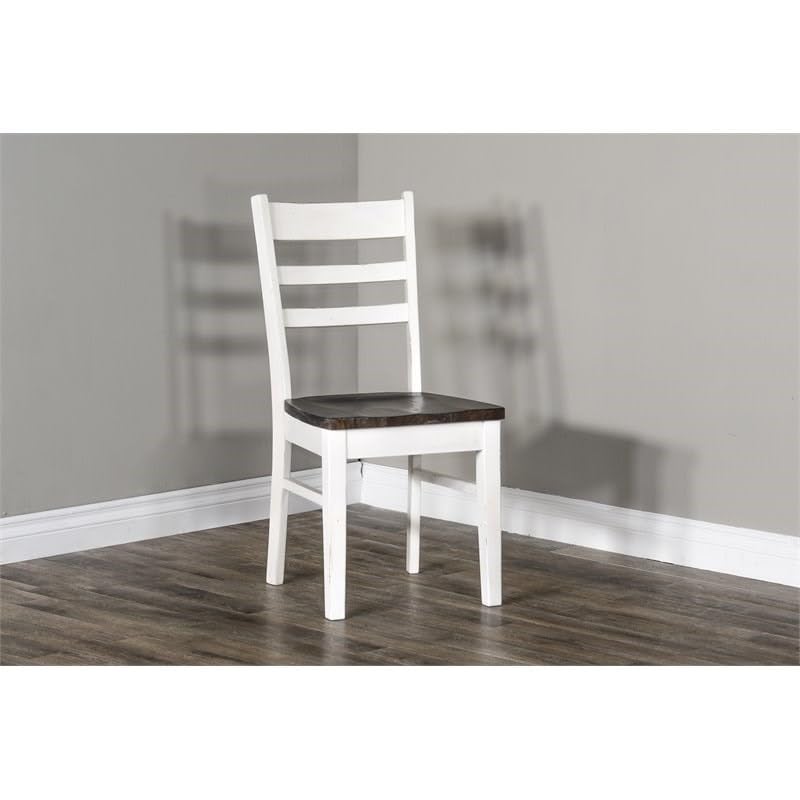 Pemberly Row Farmhouse 4-Piece Wood Breakfast Nook Set with Reversible Benches Featuring Hidden Storage in Two-Toned White and Brown Pemberly Row