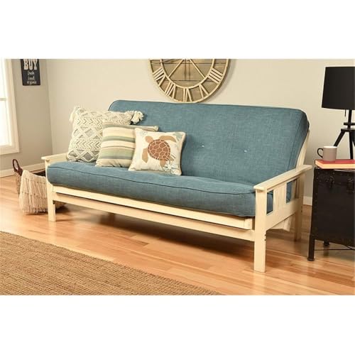 Pemberly Row 8" Full Size Spring Futon Mattress Replacement, Linen Sleeper Sofa Bed Mattress, Aqua Blue-Frame Not Included Pemberly Row