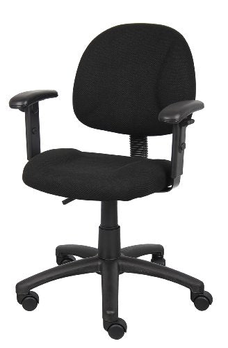 Boss Office Products B316-BK Perfect Posture Delux Fabric Task Chair with Adjustable Arms in Black, Low-Back Boss Office Products