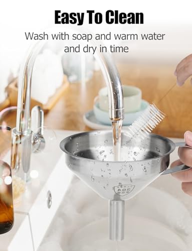 Resin Funnel, Resin Filter Funnel with Strainer 3D Printer Stainless Steel Resin Funnel for Filtering and Recycling UV SLA/DLP/LCD Photosensitive Resin, with Cleaning Brush Gnellkoor