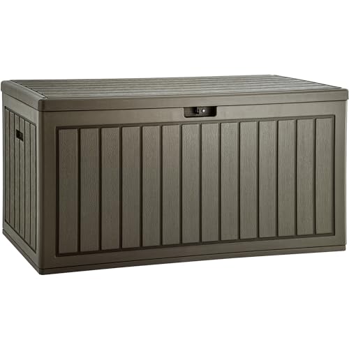 YITAHOME 90 Gallon Large Deck Box, Double-Wall Resin Outdoor Storage Boxes, Deck Storage for Patio Furniture, Cushions, Pool Float, Garden Tools, YITAHOME
