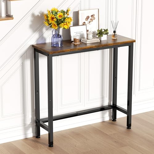 GRLEAF 29.5" Narrow Console Table, Small Entryway Table, Thin Hallway Table Skinny Sofa Side Display Table for Entrance, Bedroom, Living Room, Foyer, Corridor, Office - Rustic Brown (9.5" Deep) GRLEAF