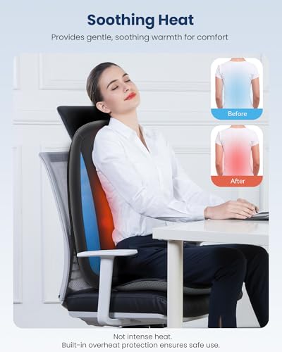 COMFIER Shiatsu Back Massager with Heat,Deep Tissue Kneading Massage Seat Cushion,Massage Chair Pad for Full Back,Body Massager for Home or Office Chair use, COMFIER
