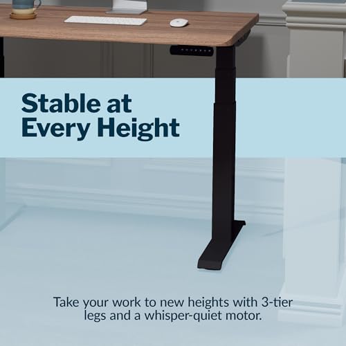 Vari ComfortEdge 40x26 Inch Adjustable Standing Desk – Small Electric Sit Stand VariDesk for Apartment, Bedroom, or Home Office + Beveled Edge, Tool-Free Assembly (Walnut Top/Black Legs) Vari