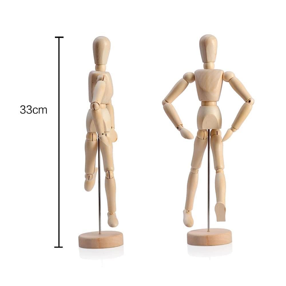 HSOMiD 12'' Artists Wooden Manikin Jointed Mannequin Perfect for Home Decoration/Drawing The Human Figure (A) HSOMiD