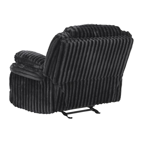 Lexicon Manual Glider Recliner Chair, Corduroy Manual Tab Pull Reclining Chair with Pillow Top Arms, Plush Cushions, Cozy Theater-Style Accent for Living Room/Bedroom, Easy Assembly, Black Lexicon
