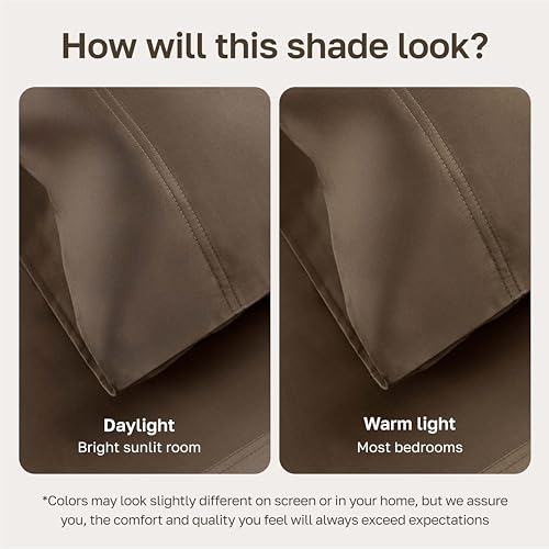 California Design Den Twin XL Sheet Set, 600 Thread Count Sateen, 100% Cotton Deep Pocket Sheets, Soft Sheet Set, Bedding (Mushroom - Taupe Brown) California Design Den