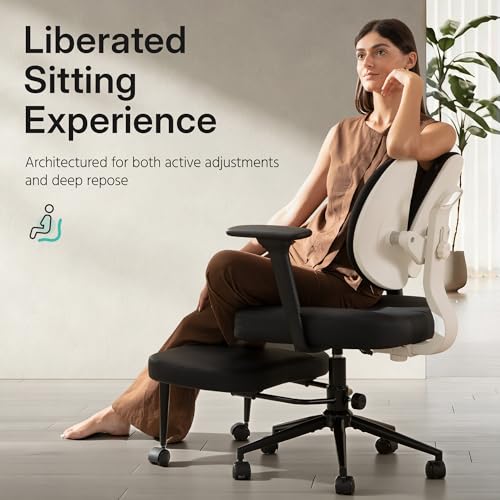 AreShark Criss Cross Office Chair with Armrest Wheels & Stretchable Rotating Footrest, Ergonomic Cross Legged Swivel Chair with Back Support& Adjustable Height for Yoga Kneeling Meditation Home Office AreShark