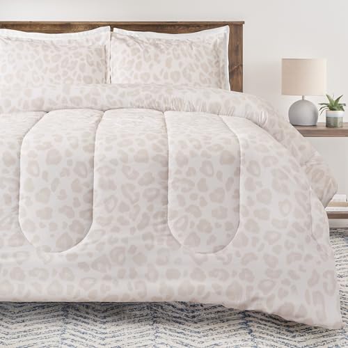 Chanasya Premium King Size Beige Leopard Comforter Set – Soft Animal Print Microfiber Bedding – 3 Piece Set with 1 Comforter and 2 Pillow Shams - King Chanasya