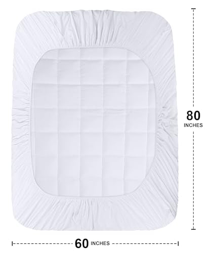 Utopia Bedding Queen Mattress Pad, Quilted Fitted Premium Mattress Protector, Deep Pocket Cover Stretches up to 16 Inches, Fluffy Pillow Topper (60x80 Inches, White) Utopia Bedding