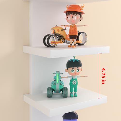 Bloddream 5 Tier Wall Shelves White, Vertical Column Shelf Floating Storage Home Decor Organizer Tall Tower Design Utility Shelving Bedroom Living Room, 30.7, 31