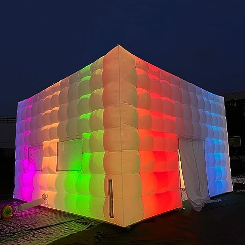 Vinfgoes Portable Large White Inflatable Party Tent Night Club Room House Marquee Air Cube Tent with Wall Washer Light for Wedding Party Events (26.2x26.2x16.4ft) Vinfgoes