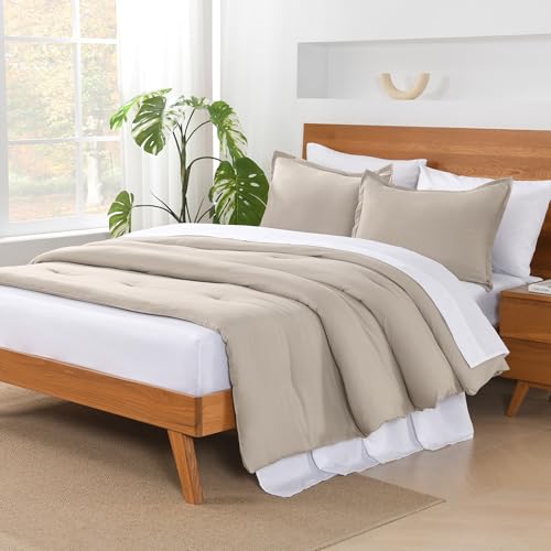 Andency Linen Comforter King Size - 7 Pieces Bed in a Bag King Bedding Comforter Sets, Summer Plain Soft Lightweight Comforter with Fitted Sheets, Flat Sheets, Pillowcases & Shams Andency