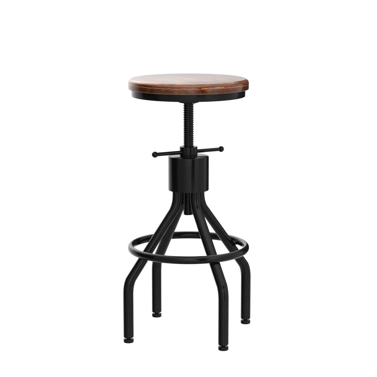 LOKKHAN Set of 2 Industrial Bar Stool-Height Adjustable Swivel Wood and Metal Bar Stool,Farmhouse Stool,Extra Tall Pub Height,23"-29" LOKKHAN