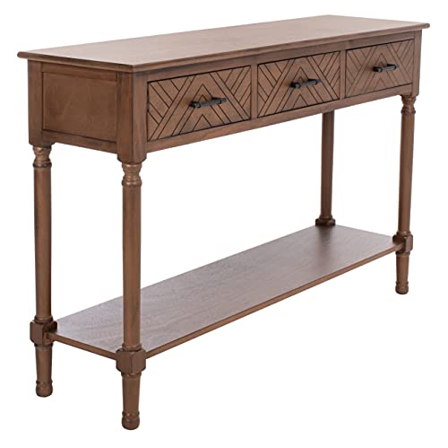 SAFAVIEH Home Collection Peyton Brown 3-Drawer Lower Shelf Console Table CNS5705C SAFAVIEH