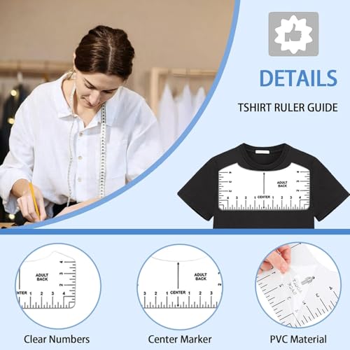 67 Pcs Sublimation Shirts Tool Kits for Vinyl Alignment,Portable Pad for Ironing,T-Shirt Rulers Guide and Teflon Sheet for Cricut Heat Press HTV Vinyl Center Designs,Craft Sewing Accessories DNSGOOR