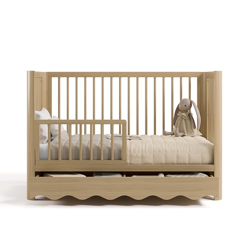 Storkcraft Casablanca Convertible Crib with Drawer and Toddler Guardrail (Driftwood) – GREENGUARD Gold Certified, Toddler Bed Conversion Kit Included, Fits Standard Crib Mattress, Crib with Storage