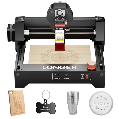 LONGER Laser Engraver – Ray5 mini Portable Laser Engraving and Cutting Machine, 0.04mm Laser Spot, 12000mm/min, Ideal for DIY Projects on Wood, Metal, Acrylic, Leather, and More (3.5W) Longer