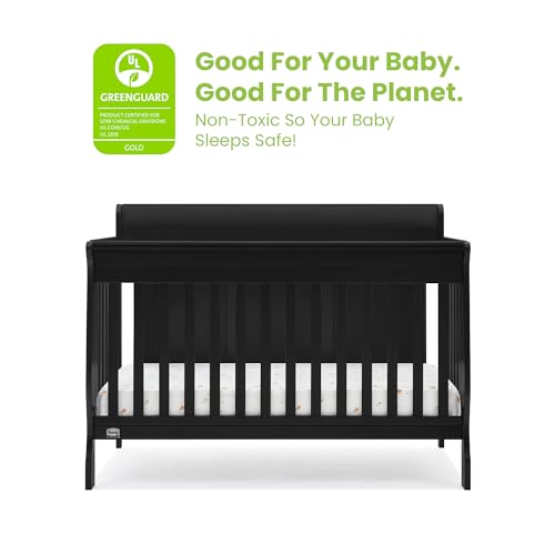 Delta Children Simmons Kids Carter 6-in-1 Convertible Crib - Greenguard Gold Certified, Black Ebony Delta Children
