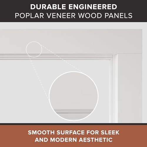 Modern Ember Sabine Wood Fireplace Mantel Surround Kit, White 48" x 42" Opening | 72" x 54" Overall | Minimal Modern Aesthetic; Includes Wooden Mantel Surround & Shelf Modern Ember