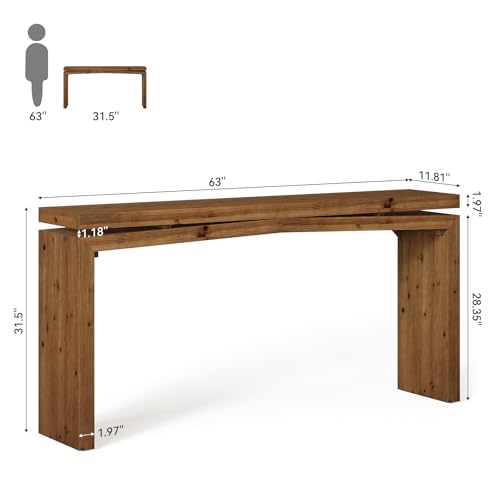 Tribesigns 63-Inch Solid Wood Console Table for Entryway, Farmhouse Narrow Long Sofa Table Behind Couch for Hallway, Living Room, Foyer, Entrance, Modern Simple Design, Brown Tribesigns