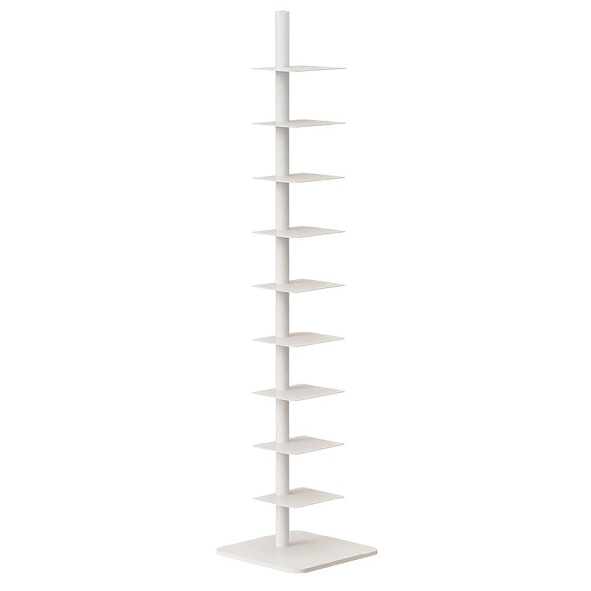 9-Tier Spine Bookshelf, Metal Bookcase, Vertical Spine Book Tower, Tall Narrow Ladder Book Shelf, Corner Shelf for Small Space, Multipurpose Storage Rack Display Book Shelf for Home Office(White) LYXYJRYBHD