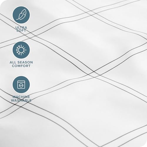 Bare Home Full Sheet Set - Luxury 1800 Ultra- Soft Double Brushed Microfiber - Deep Pockets - Easy Fit - 4 Piece Bedding Sheet Set (Full, Modern Plaid - White/Grey) Bare Home