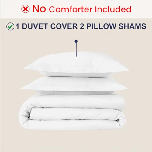 Kotton Culture 3 Pc Twin XL/Twin Duvet Cover Set-100% Egyptian Cotton 600 Thread Count Ultra Soft Premium Durable Comforter Cover Zipper Closure & Corner Ties- (White, 68" X 90") Kotton Culture
