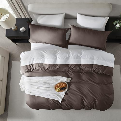 Nestl Twin Duvet Cover Set - Soft Prewashed Chocolate Brown Duvet Cover Twin/Twin XL, 2 Piece, with Zipper Closure, 1 Duvet Cover 68x90 inches and 1 Pillow Sham