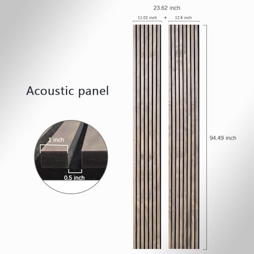 ARTSLAT 3D Fluted Sound Absorbing Decorative Soundproof Panels | Acoustic Wood SLAT Wall Panels | Interior Design for Walls and Ceilings | 94.48 * 23.62in | 2PCS Coverage | Natural Walnut ARTSLAT