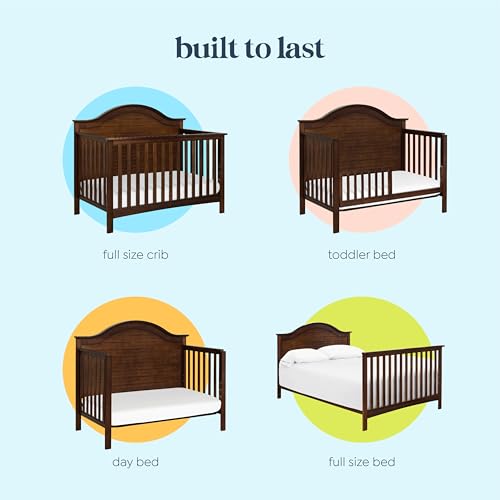 Carter's by DaVinci Nolan 4-in-1 Convertible Crib in Espresso, Greenguard Gold Certified, 57.5x30.8x47 Inch (Pack of 1)