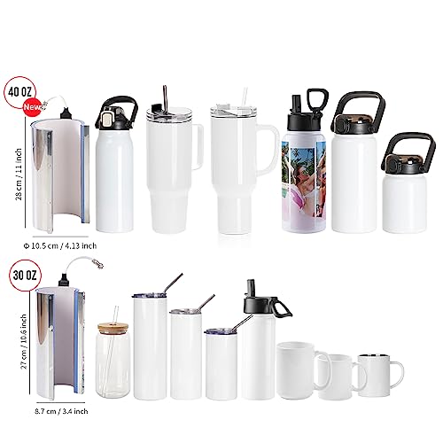 PYD Life 2 in 1 40 OZ Tumbler Heat Press Machine 110 V Mint Green 20 OZ 30 OZ Mug Heat Press Touch Screen for 40 OZ Tumbler with Handle Sublimation Tumblers Bottles Mugs Glass Tumbler Printing PYD Life