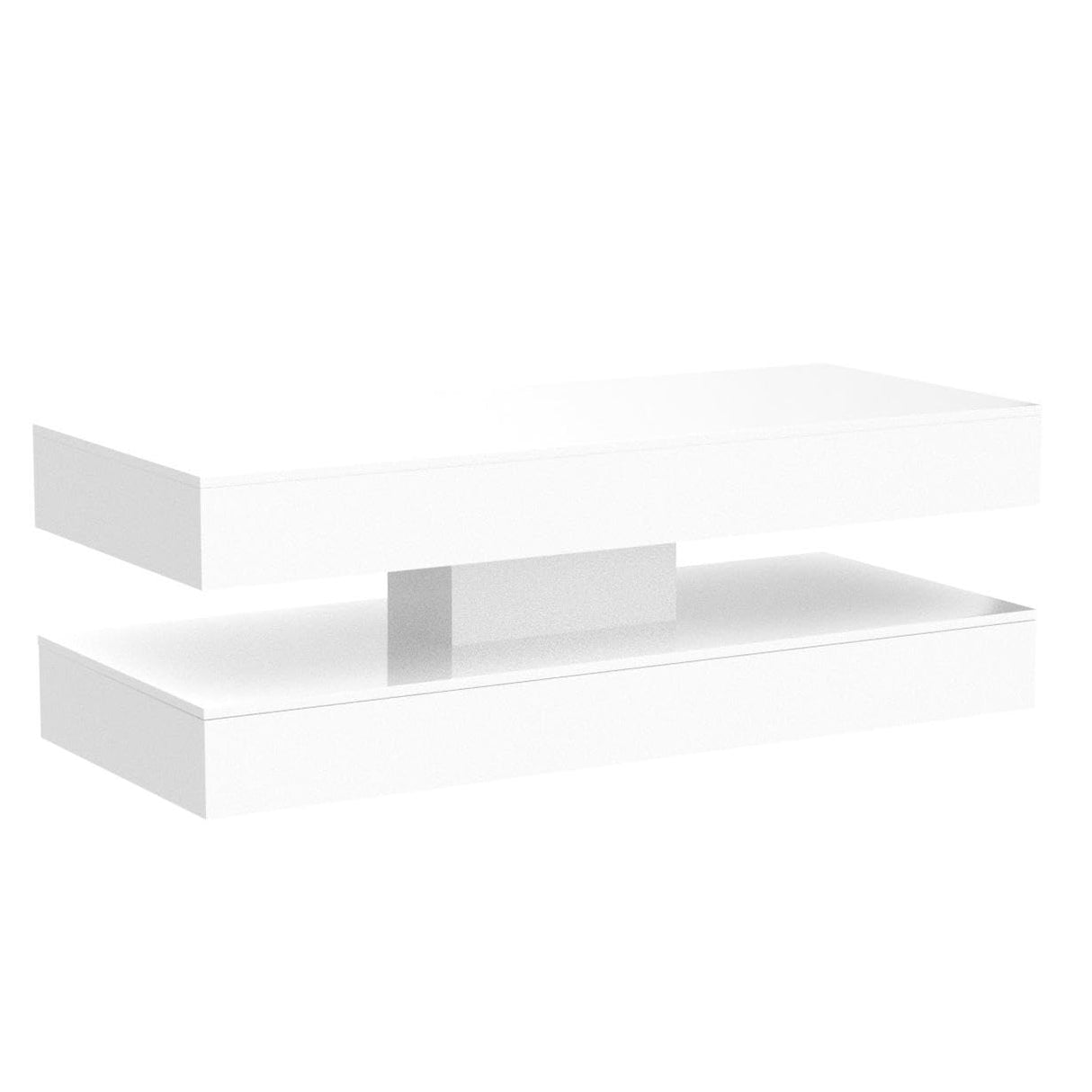 Uspeedy 47.3IN High Glossy LED Coffee Table,APP LED Lights,Black/White, Modern Furniture for Living Room (White) Uspeedy