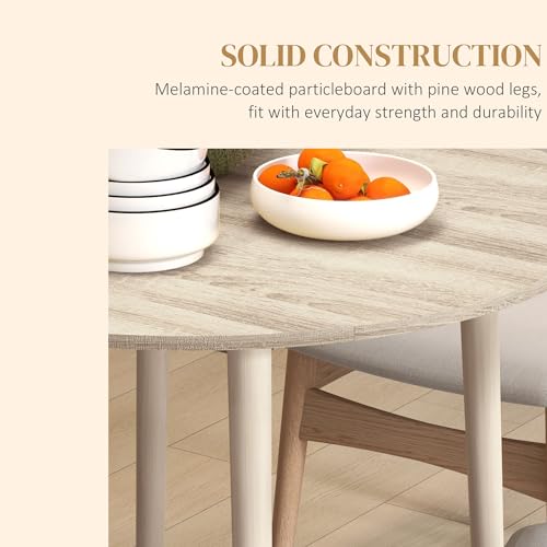 HOMCOM 35" Round Folding Dining Table, Collapsible Drop Leaf Table for Small Spaces, Small Kitchen Table with Solid Wood Legs for Dining Room, Oak HOMCOM