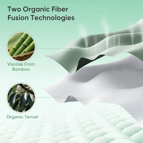 Luxury Organic Tencel & Viscose from Bamboo Cooling Sheet Set,Silky Soft Lyocell Sheets with Deep Pocket, Hypoallergenic & Breathable Bedding with Pillowcases (White, King)