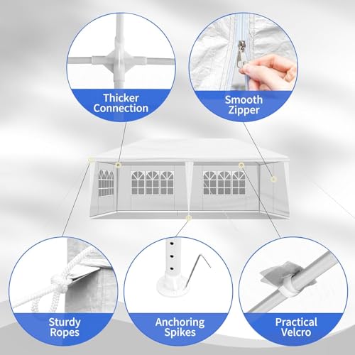 10x20 FT Party Tent, Outdoor Wedding Tents for Parties, Canopy Event Tent with 6 Removable Sidewalls, Waterproof Gazebo Shelter for Birthday Parties, Weddings, BBQs & Events (10X20FT-6Sides White) YYANDC