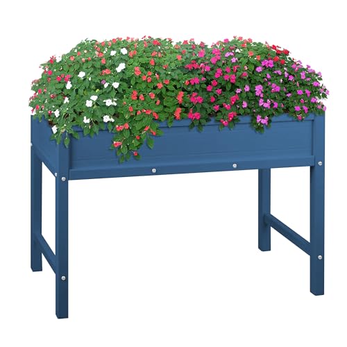 KETOYARK Raised Garden Planting Bed with Legs,HDPE Elevated Planter Box Rot-Resistant and Non-Cracking for Herb Vegetable Flower with Drainage Hole Outdoors/Indoors Planter Raised Beds,Navy KETOYARK