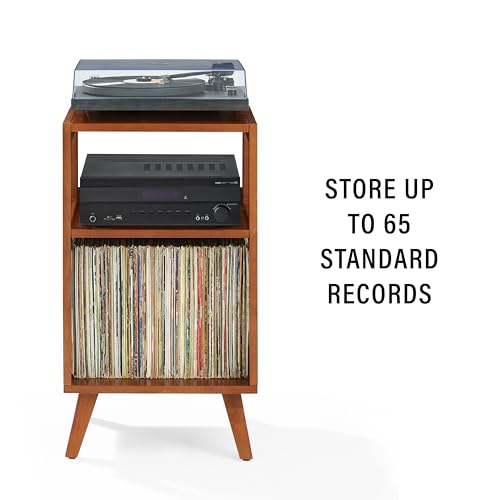 Crosley Furniture Asheville Mid-Century Modern Media Console Record Player Stand, Storage for Vinyl Records, Walnut Crosley Furniture