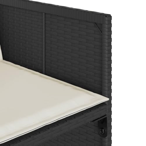 vidaXL - 11-Piece Patio Dining Set with Cushions - Poly Rattan & Acacia Wood - Black and Cream - Outdoor/Garden/Backyard/Patio Furniture vidaXL