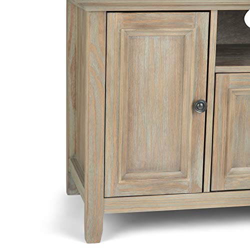 SIMPLIHOME Amherst SOLID WOOD 72 Inch Wide Transitional TV Media Stand in Distressed Grey for TVs up to 80 Inch, For the Living Room and SIMPLIHOME