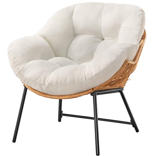ONBRILL Outdoor Egg Chair, Indoor Lounge Chair for Patio, Bedroom, Living Room, Porch - Beige